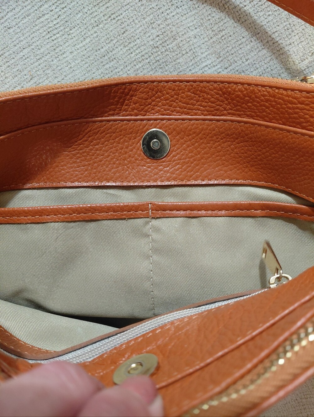 Valentina Cognac Leather Shoulder Bag with Gold Charm - Picture 7 of 10